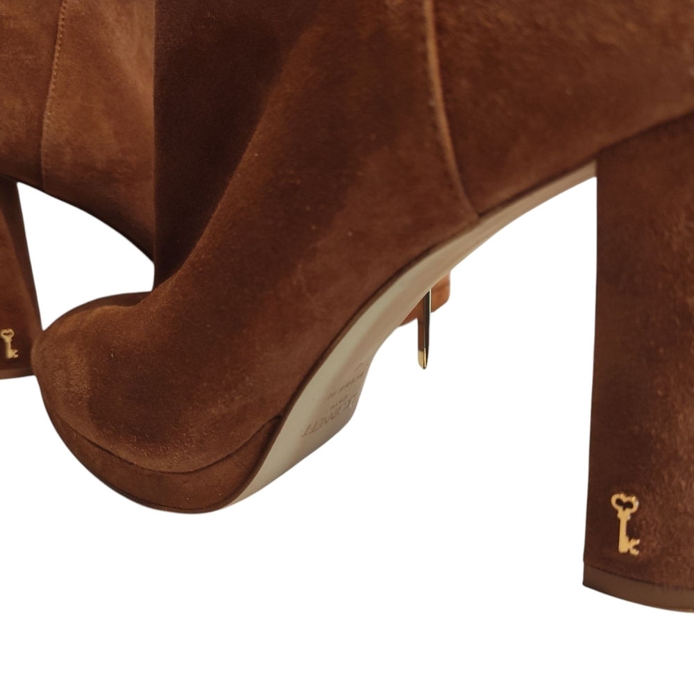 L.K. BENNETT Brown Suede Ankle Boots Chunky Heel - Picture 3 of 9